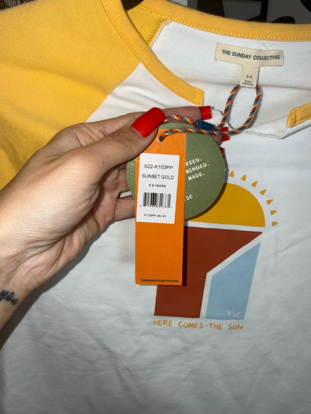 The Sunday Collective Sunday Walking Tee Sunset Gold Raglan 8–9Y NWT - Picture 3 of 6